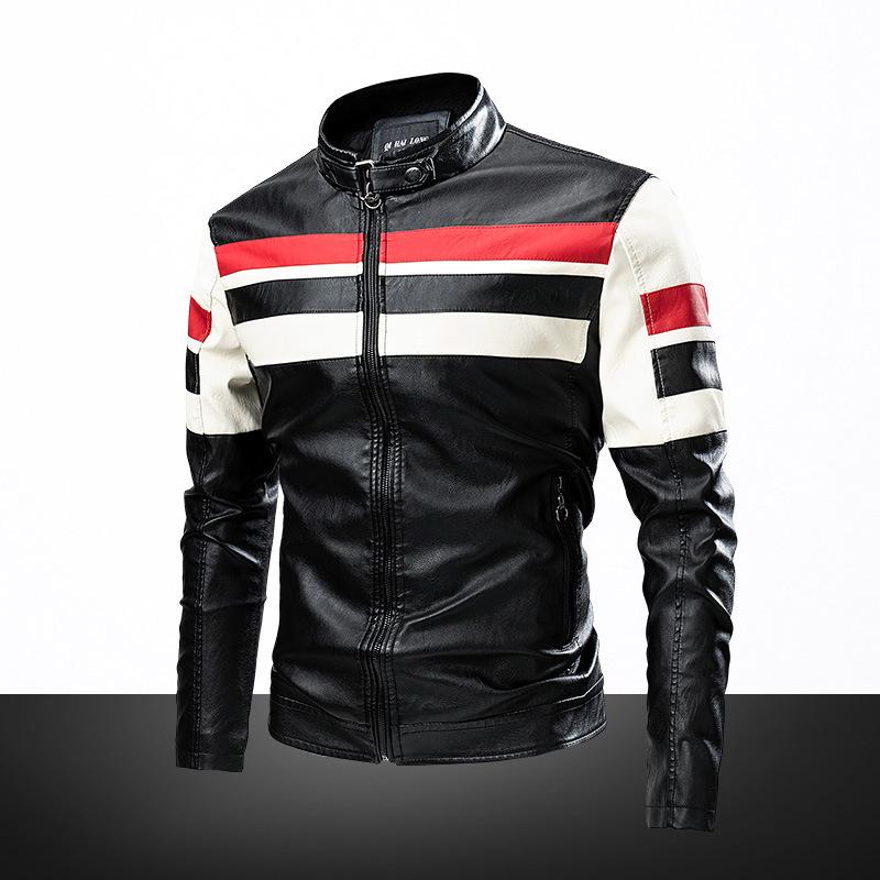 Leather Jacket Men s Youth Korean Style Slim Casual Men s Leather Jacket Motorcycle Outdoor M