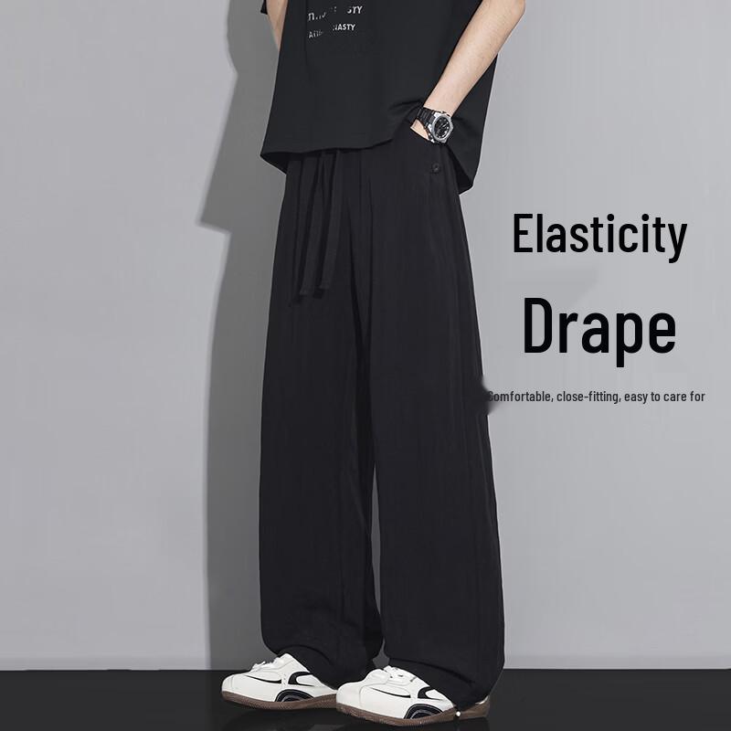 FARUISHI Men s Summer Loose Straight Wide-Leg Casual Pants M