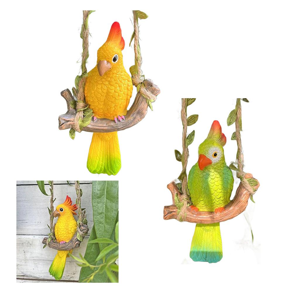 Garden Decoration Resin Parrot Figurine Outdoor Bird Ornament 0.24 Pounds Versatile Hanging Decor Waterproof Material For Garden