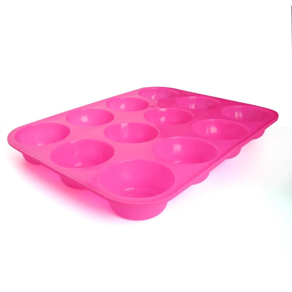 DIY Baking Tool - Non-Stick 12 Holes Round Muffin, Cupcake, Cookies, Fondant, Pudding, Steamed Cake Silicone Mold