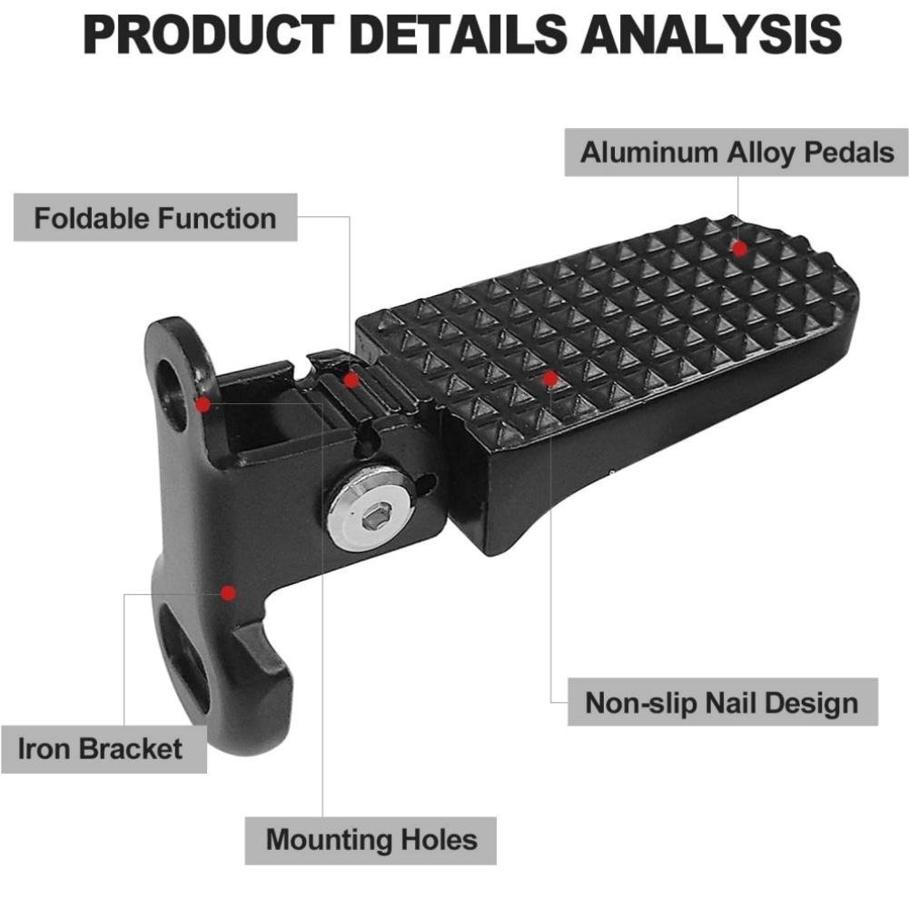 Bicycle Rear Pedal for Electric Bike Foldable Design Aluminum Alloy Material Anti Slip Pattern Wide Application