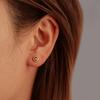 Classic Stainless Steel Ear Needle Zircon Round Stud Earrings For Women Birthstone Gold Color Small Huggie Daily Female Jewelry