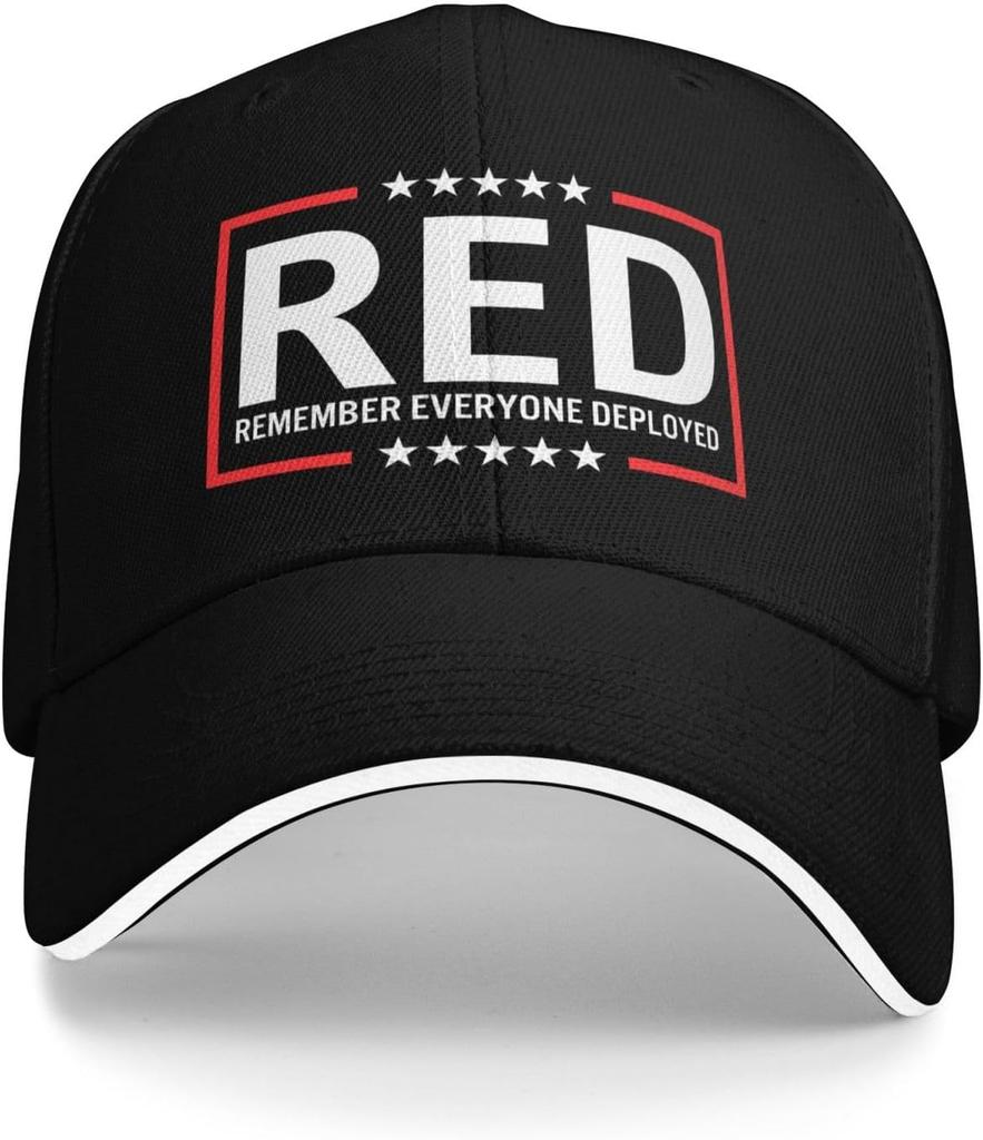 Remember Everyone Deployed RED Awareness Baseball Cap Polyester Adjustable Unisex Outdoor Hat
