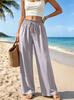 Women High Waist Wide Leg Pants Elastic Waist Loose Fit Drape Trousers Wrinkle Free Breathable Casual Summer Pants