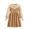 Mädchen Langarm College-Stil Prinzessin Strickkleid für Herbst & Winter