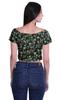Moomaya Printed Boat Neck Womens Sexy Summer Tops Zip Front Viscose Crop Top