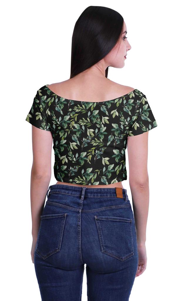 Moomaya Printed Boat Neck Womens Sexy Summer Tops Zip Front Viscose Crop Top