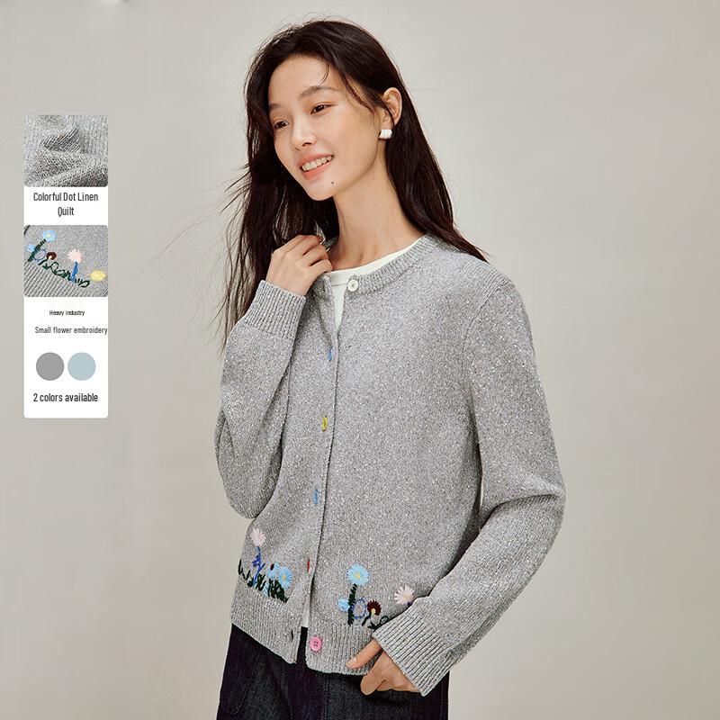 Вязаный кардиган INMAN с вышивкой в горошек M