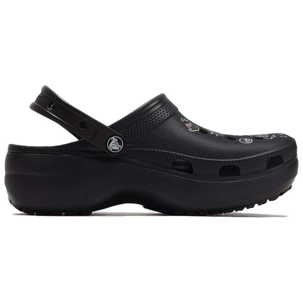 Crocs Classic Platform Clog Eight Rhapsody Graffiti Manifesto Hand-painted Graffiti Fashion Versatile Hole Shoes Women Black