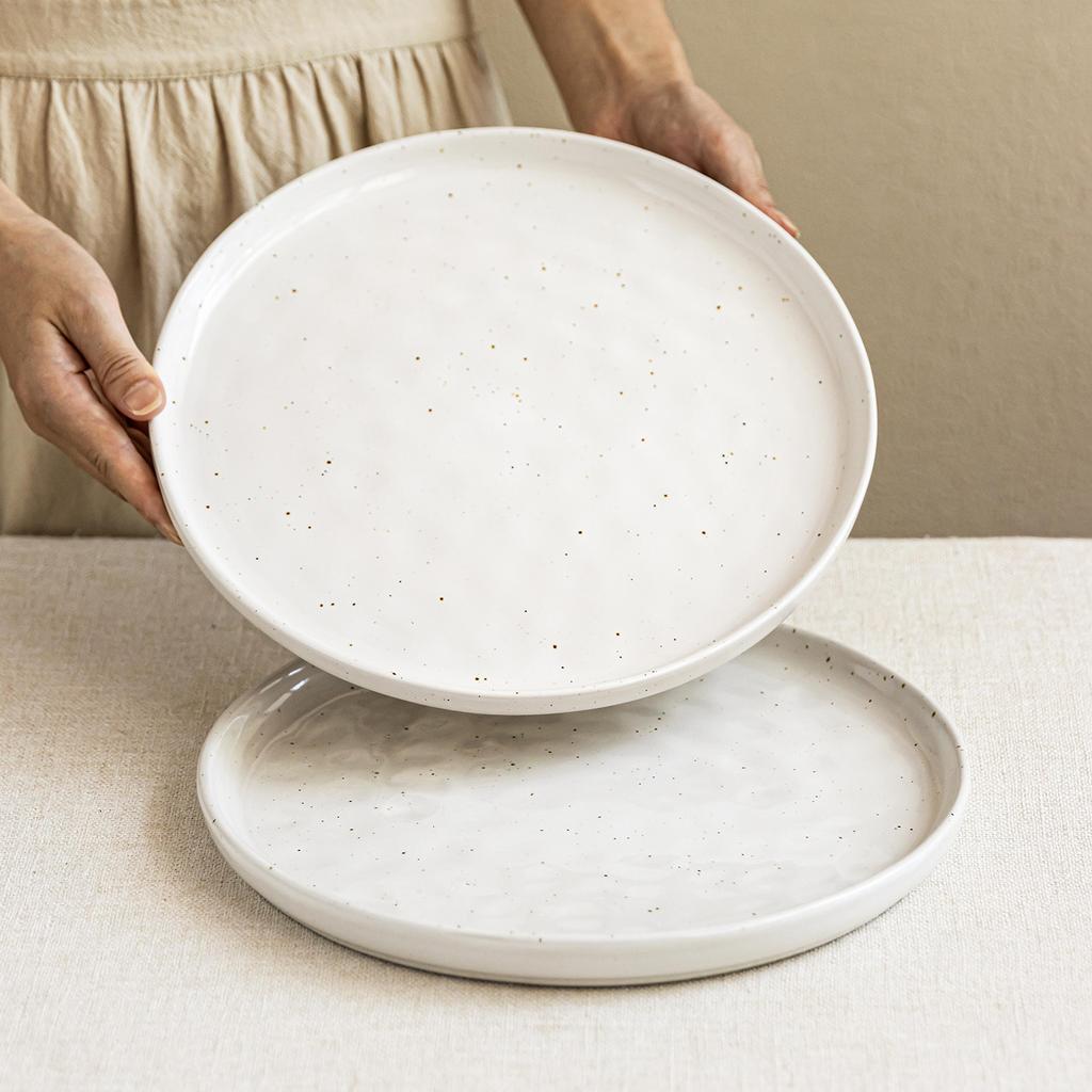 Steak Plate Simple Style Ceramic Plate Household Restaurant Round Vegetable Plate Tableware Plate Large Plate Pasta Plate