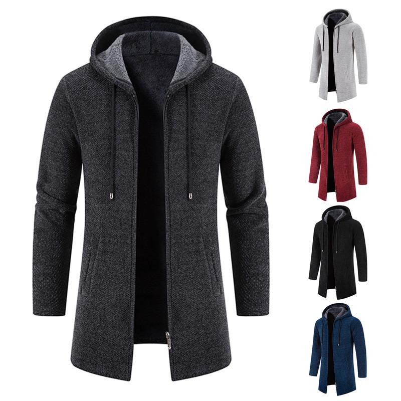 Men's 2024 Autumn/Winter Fleece-Lined Chenille Knit Cardigan & Trench Coat