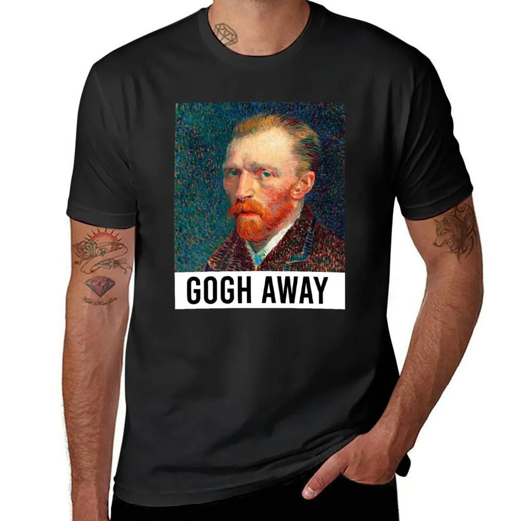 Gogh Away Lustiges Van Gogh Wortspiel T-Shirt Hippie Kleidung Anime Herren Trainingsshirt