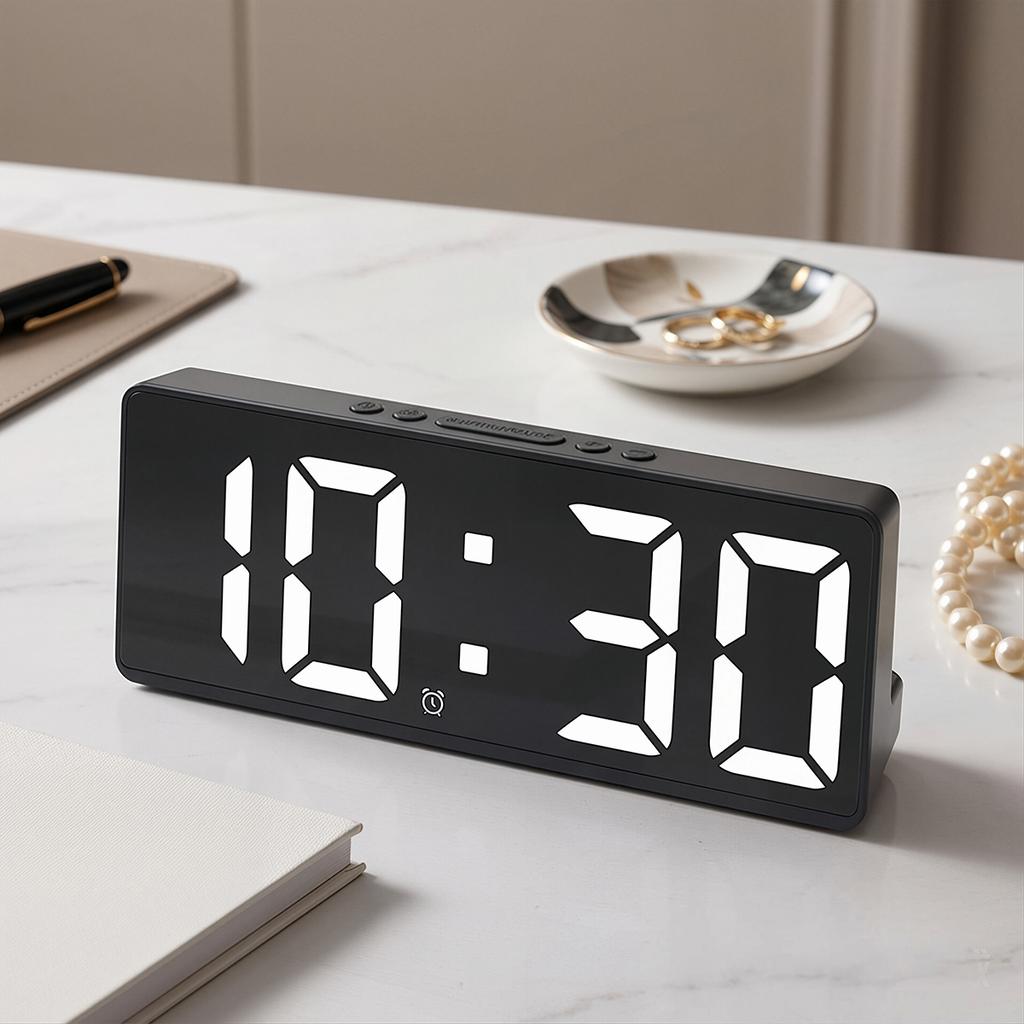 LED Digital Alarm Clock Voice Control Dual Alarms Snooze Function Night Mode Desktop Table Clock 12/24H Electronic LED Clock2