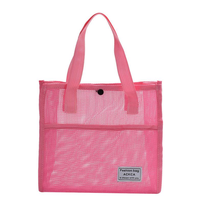 Stylish Korean Transparent Mesh Casual Beach Bag Large Capacity Tote Handbag