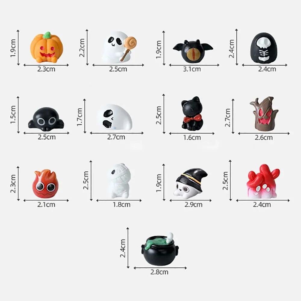 Multicolor Halloween Miniature Figurine Bat Spider Skeleton Cat Zombie Cartoon Pumpkin Ghost Statue Car Decoration Halloween