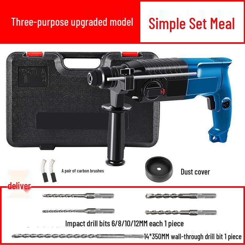 Multifunctional Lightweight High-Power Electric Hammer, Pick, and Drill for Household and Industrial Grade Concrete Impact.