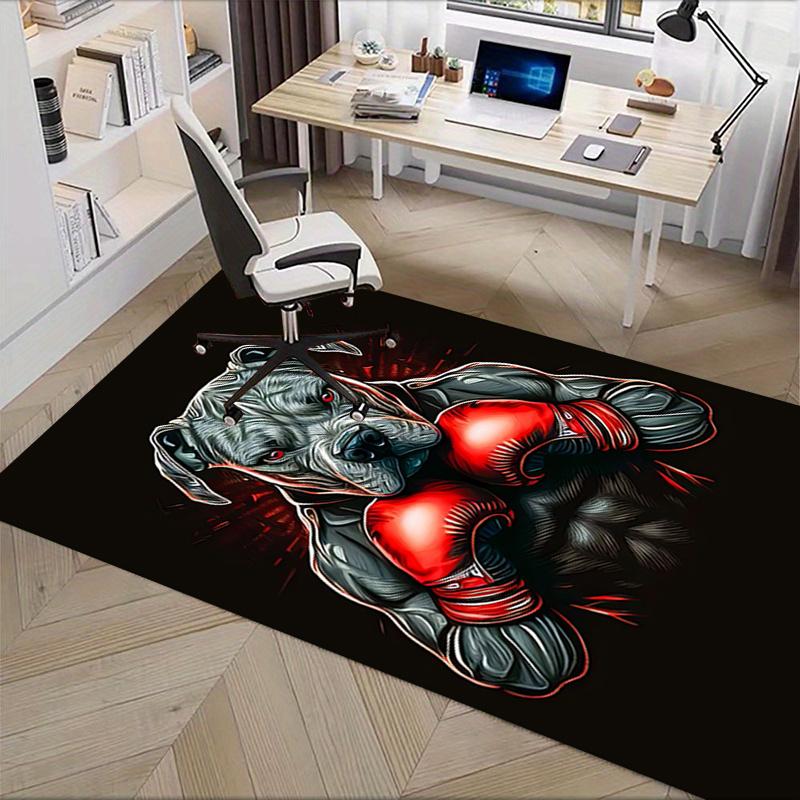 Boxing Dog Chair Mat Office Carpet for Home Decor, Oversized Rug for Sofa, Desk, Bedroom, Living Room, Gift Idea