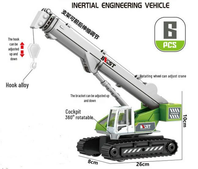 Children's Alloy Construction Vehicle Set: Excavator, Snowplow, Crane, Mixer Truck Simulation Toys