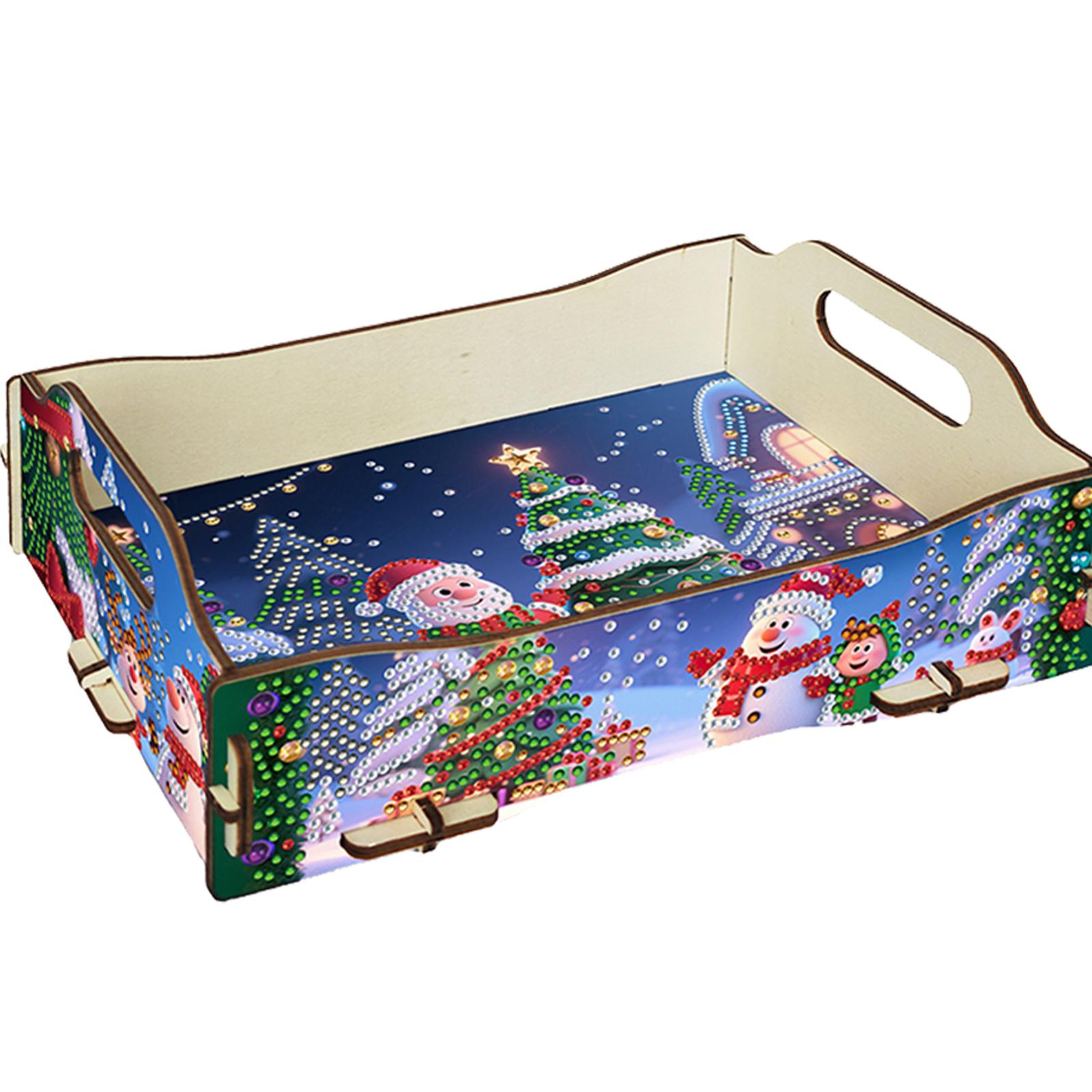 5D DIY Diamond Painting Serving Tray Wooden DIY Diamond Painted Dining Plate Diamond Art Tableware Manager Tray for Coffee Table