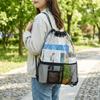 Large Capacity Drawstring Backpack Waterproof Travel Storage Bag PVC Transparent Bag Lightweight Shoulders Bag Jelly Bag Women
