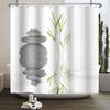 Japanese Hot Spring Theme Shower Curtain Green Bamboo Leaf Orchid Bathroom Zen Meditation Bathtub Shower Curtain With Hook