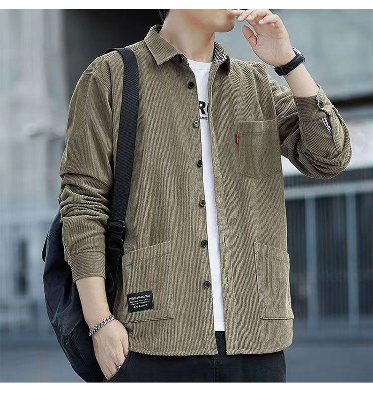 Romon Men's Fleece-Lined Corduroy Warm Shirt Jacket - Iron-Free Autumn/Winter Workwear