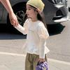 Girls' Polka Dot Puff Sleeve T-shirt - Autumn Korean Style