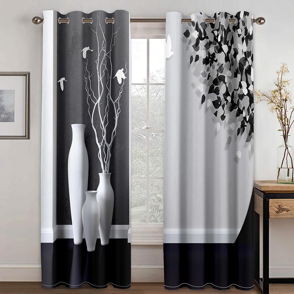 Chinesische Tuschemalerei Fortgeschritten Grau Rot Blumen Fenster Vorhänge Für Jungen Mädchen Wohnzimmer Erkerfenster Vorhänge