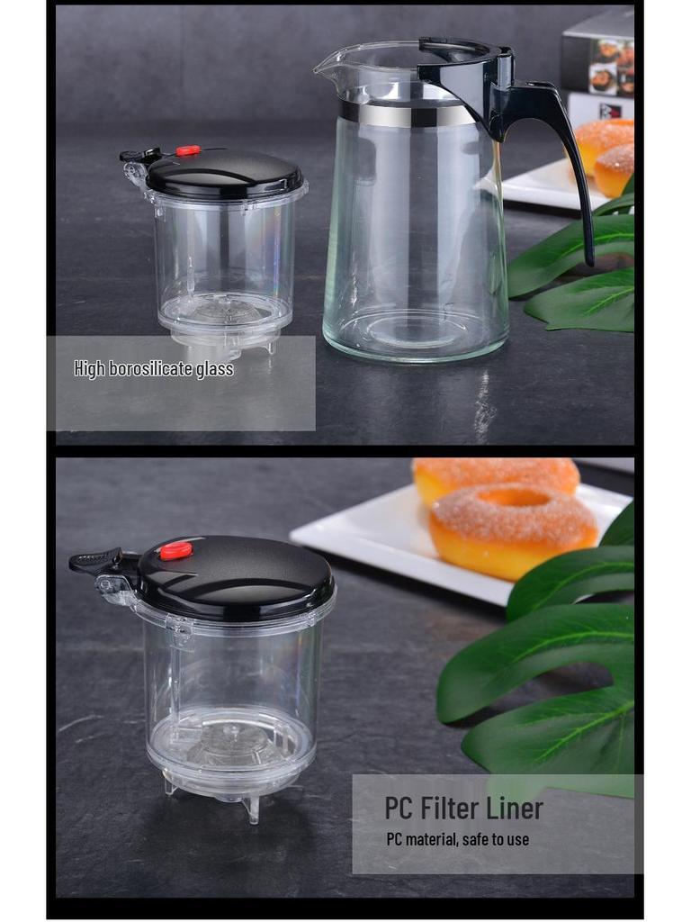 Elegant One-Button Glass Teapot with Tea and Water Separation and Custom Logo