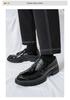 Men's Large-Size Cross-Strap Tassel Leather Loafers: Versatile Formal and Casual Shoes