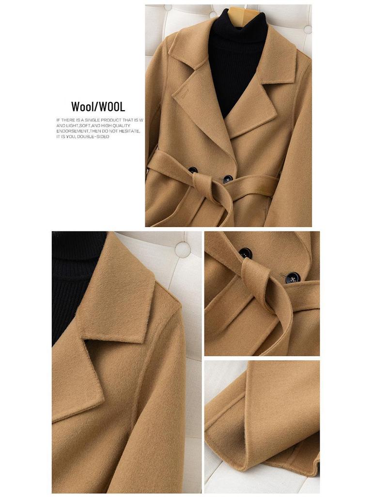 New Women's Autumn/Winter Double-Faced 100% Wool Long Slimming Overcoat