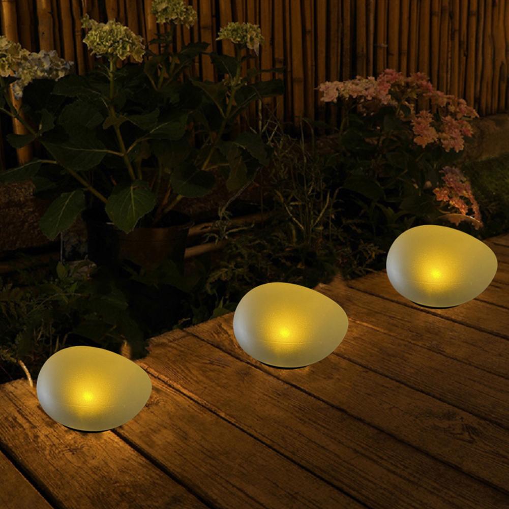 Glow Cobble Stone IP55 Waterproof Solar Floor Light 600mAh Garden Lawn Light Last Up To 8H Solar Cobble Stone Lamp for Yard Lawn
