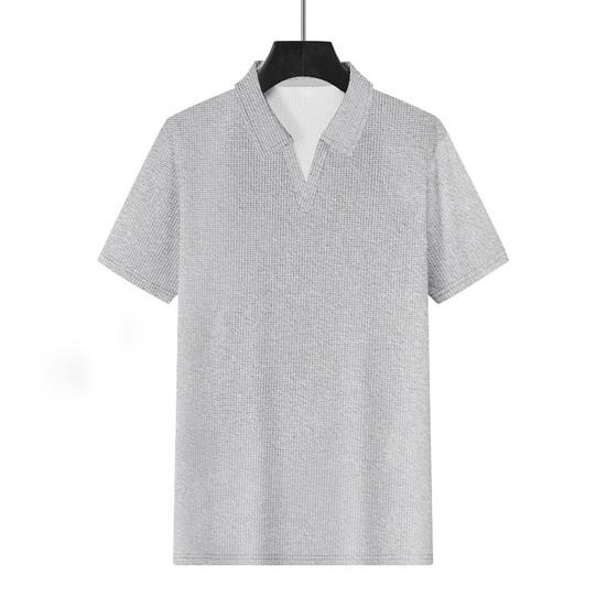 Herren Waffel Golfhemd Kurzarm Hemd mit Kentkragen Texturiertes Lässiges Sommerhemd für Büro Straße Urlaub Strandbekleidung