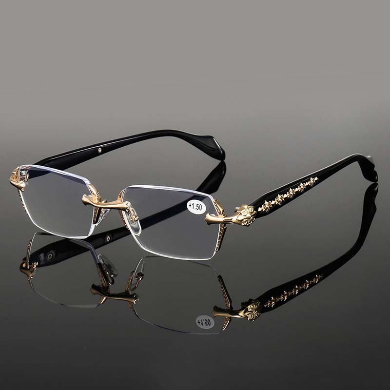 Fashion Harajuku Style Reading Glasses for Women Men Diamond Cutting Blue Light Blocking Presbyopia Eyewear Far Sight Eyeglasses