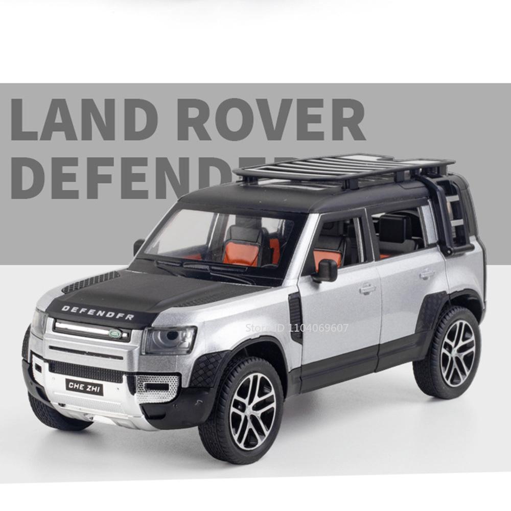 1:24 Land Rover Defender Toy Car Models Alloy Diecast SV2022 SUV Sound Light Doors Opened Pull Back Decoration Vehicle Toys Gift