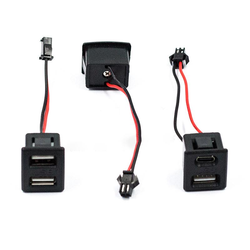 Double-Layer Usb Female Base Type-C Charging Socket Power Socket With Cable Connector