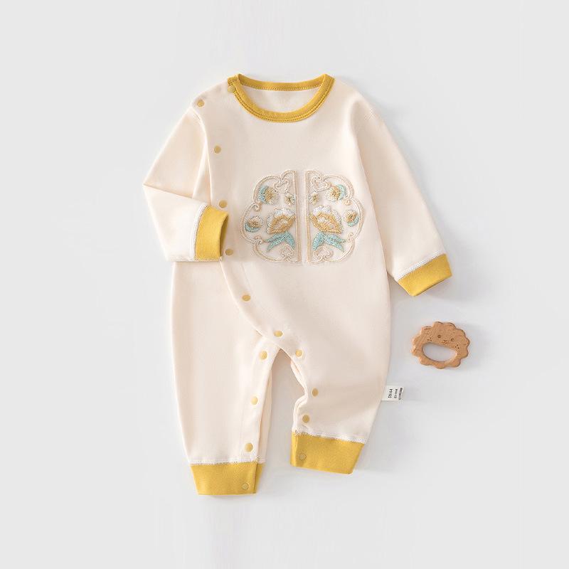 Tagless Unisex Baby Bodysuit Pajamas - Spring & Autumn Style for Outdoor Crawling