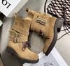 Fashion NEW Women's Classic Casual Mid Calf Boots Leather Boots Woman Thick Sole Round Toe Square Heels Knight Short Boots Woman