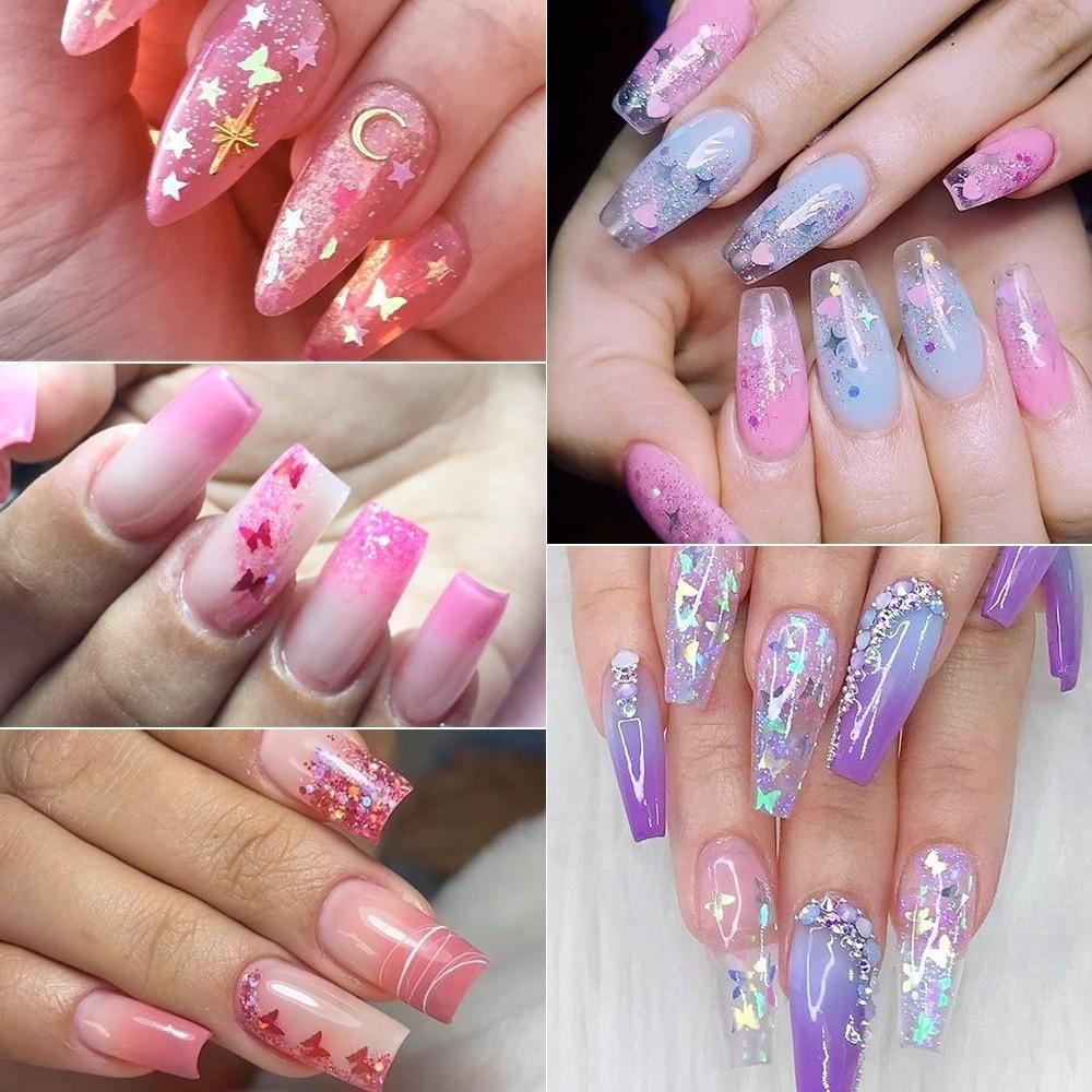 Creative Ultra-Thin Nail Glitter Sparkly Multicolor Nail Sequins Turtle Scales Flakes Nail Art Powder 3D Decoration