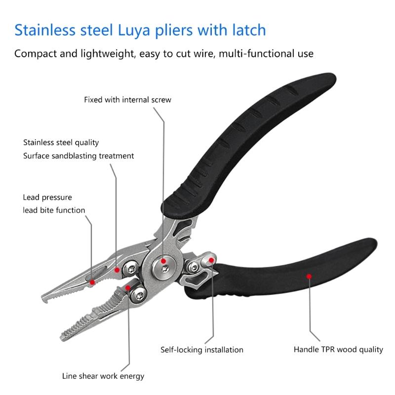 Multifunctional  Mini Fishing Plier Scissor with Locking Buckle Stainless Steel Hook Remover Fish Lines Cutter Durable