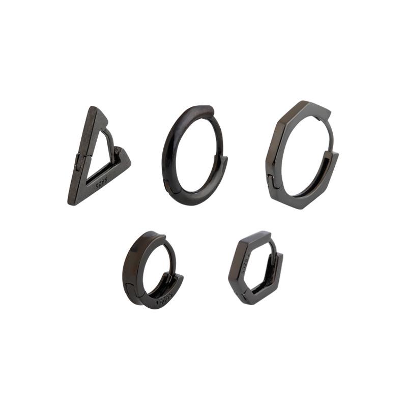 Black Geometric Hoop Earrings: Trendy 2022 Black Gold-Plated Tragus Studs