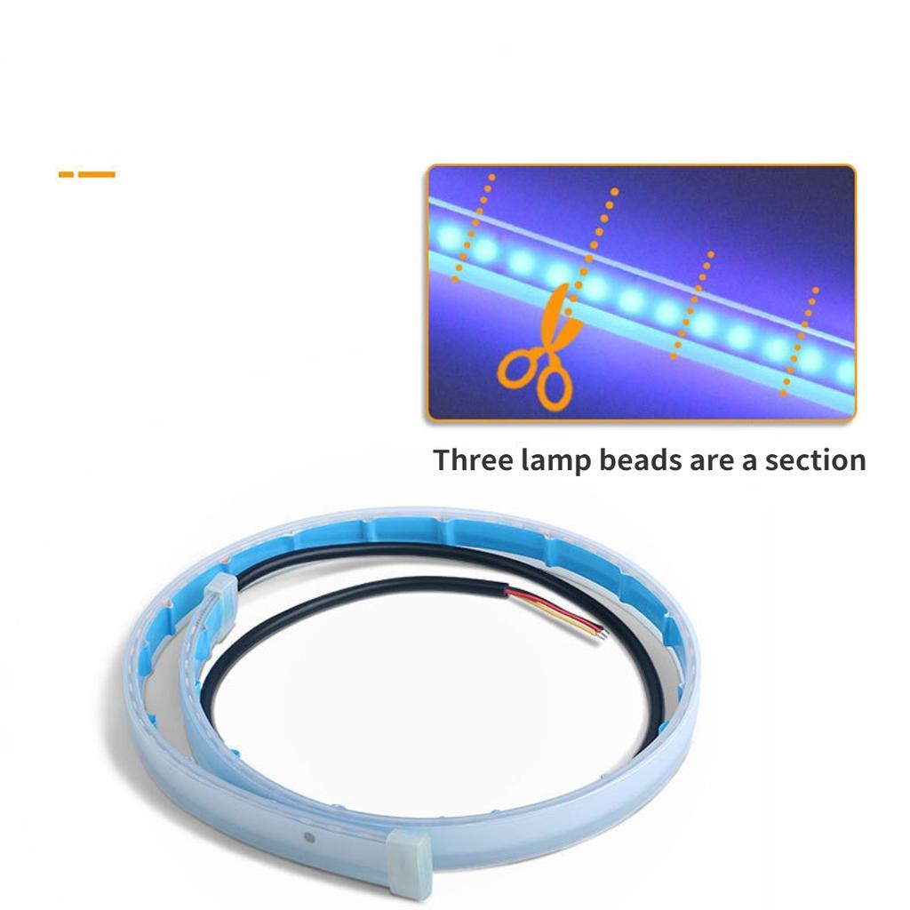 2 PCS Car Lamp Accessories DRL Car Flexible LED Daytime Running Lights Turn Signal Lamp Headlight Waterproof Light Strip