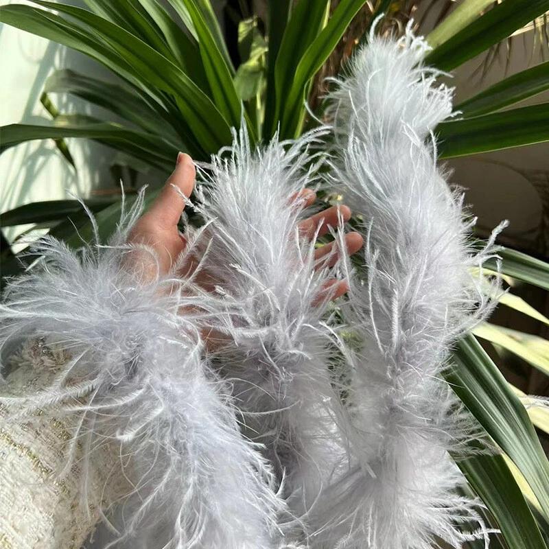 1Ply Ostrich Feather Boa 13-15CM Long Feathers Trims for Crafts Party Dress Sewing Decoration Plumas Ribbon 2 Meters Multicolor