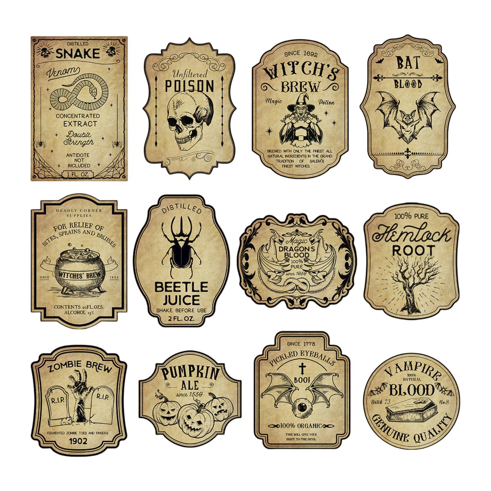 

Halloween Decoration Retro Stickers Red Wine Stickers Scene Decoration Props Party Supplies One Size