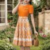 ZANZEA Women Summer Round Neck Short Sleeve Casual Patchwork Print Dress