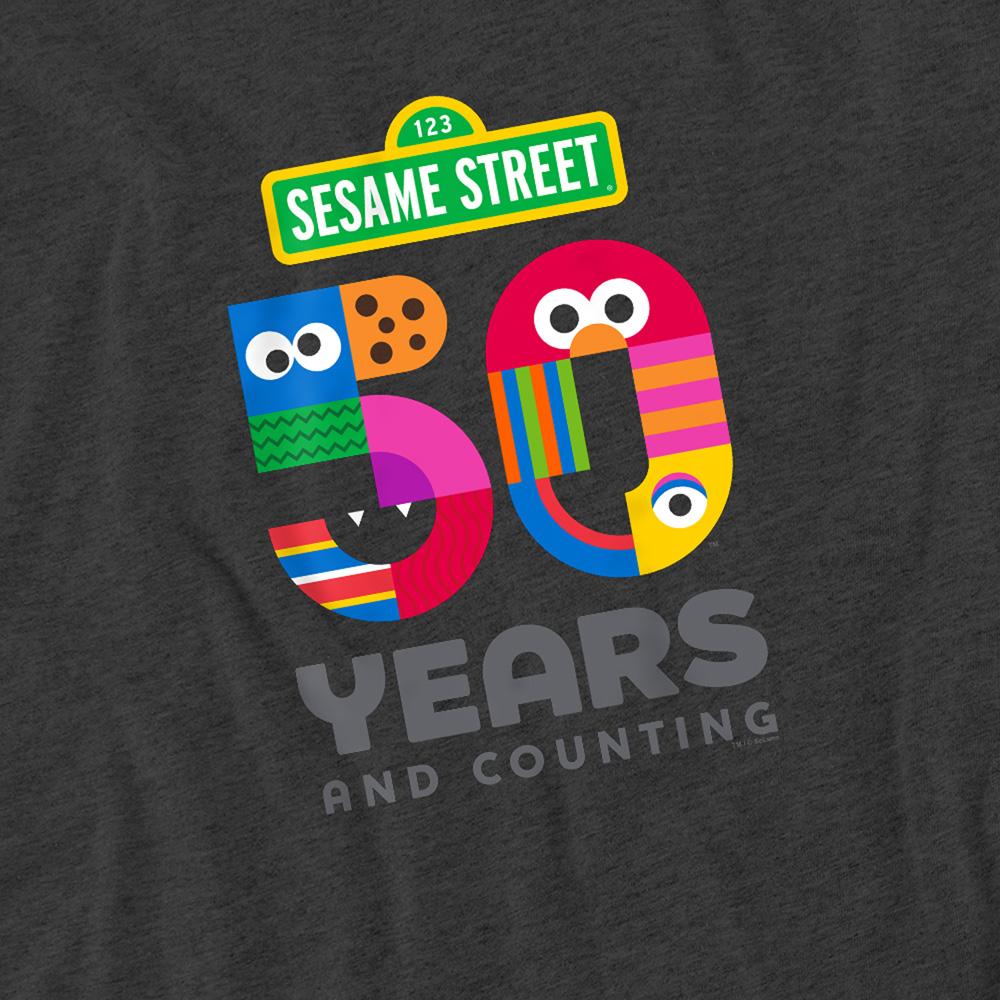 Sesame Street Unisex Adult 50 Years Logo Heather T-Shirt