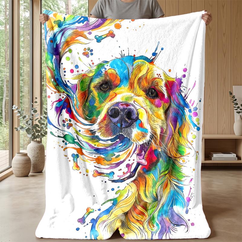 Vibrant Bulldog Art Theme Blanket Lightweight Warm Flannel Blanket Decorative Throw Blanket for Home Decoration