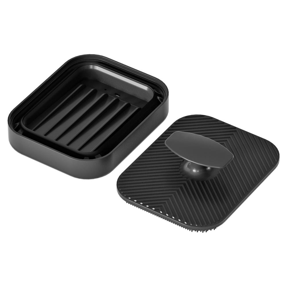 2 In 1 Silicone Soap Storage Box Foldable with Exhaust Hole Anti Slip Portable Shampoo Brush and Scrub Brush Set for Travel