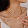 Fashion Minimalist Smooth C-shape Adjustable Bracelet & Clavicle Chain, Stainless Steel Daily Jewelry Set