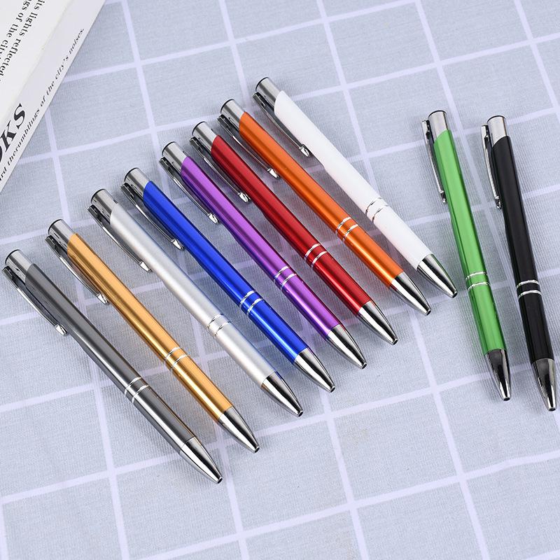 Aluminum Ballpoint Metal Pen with Laser Logo - Creative Push-Button Student Gift